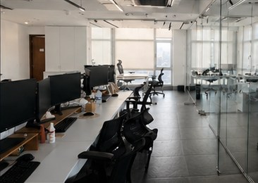 Open office with glazed partitions